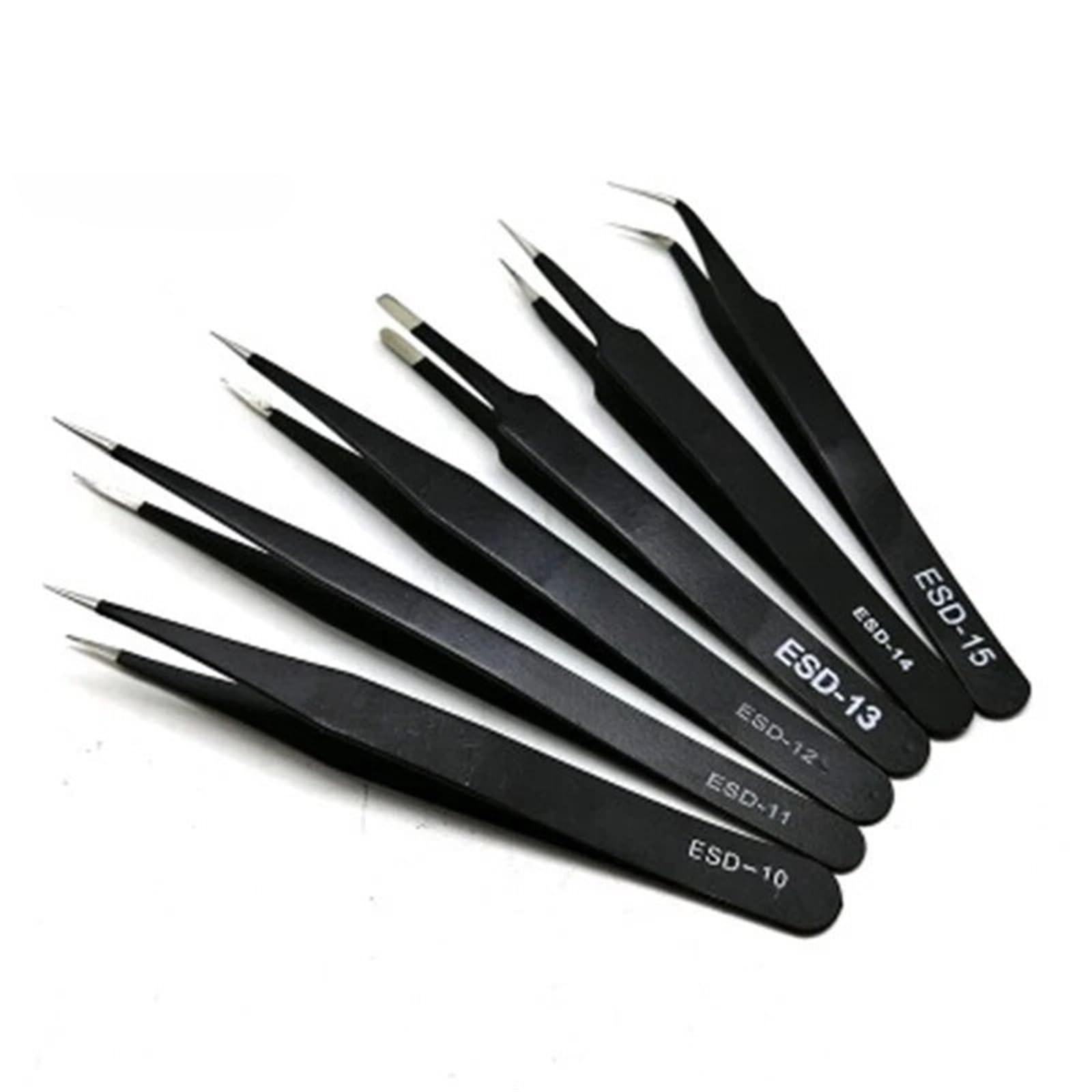 Pinzas antiestáticas ESD-14 de acero inoxidable con punta recta de precisión