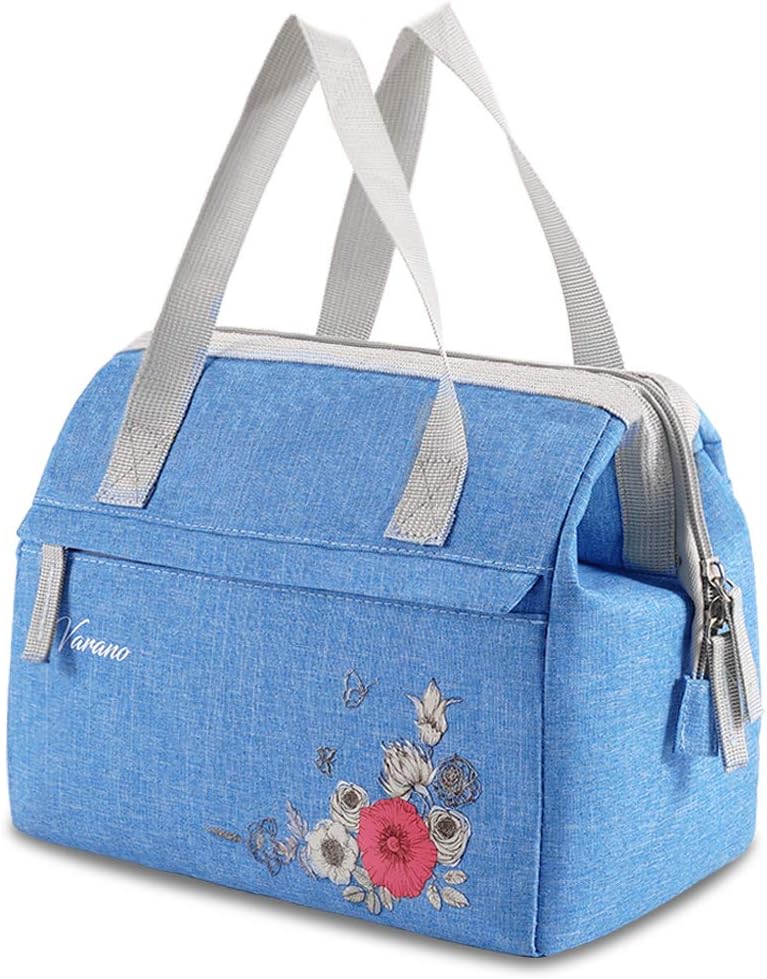 VARANO Insulated Lunch Bag for Women Lunch Box Cooler Tote Bag for Women with Convenient Exterior Pockets and Stylish Design