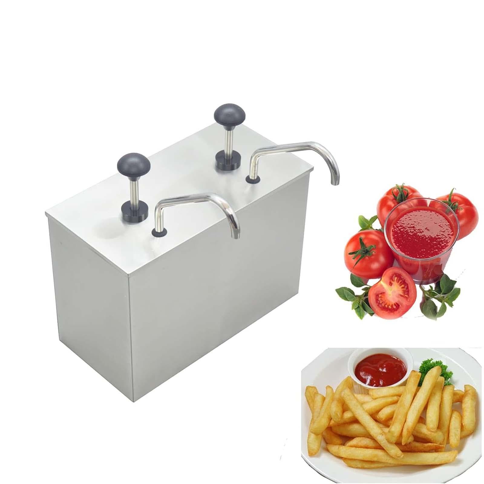 Dispensador de Salsas con Bomba, Estación de de Condimentos, Herramienta Manual de Acero Inoxidable, Práctica.