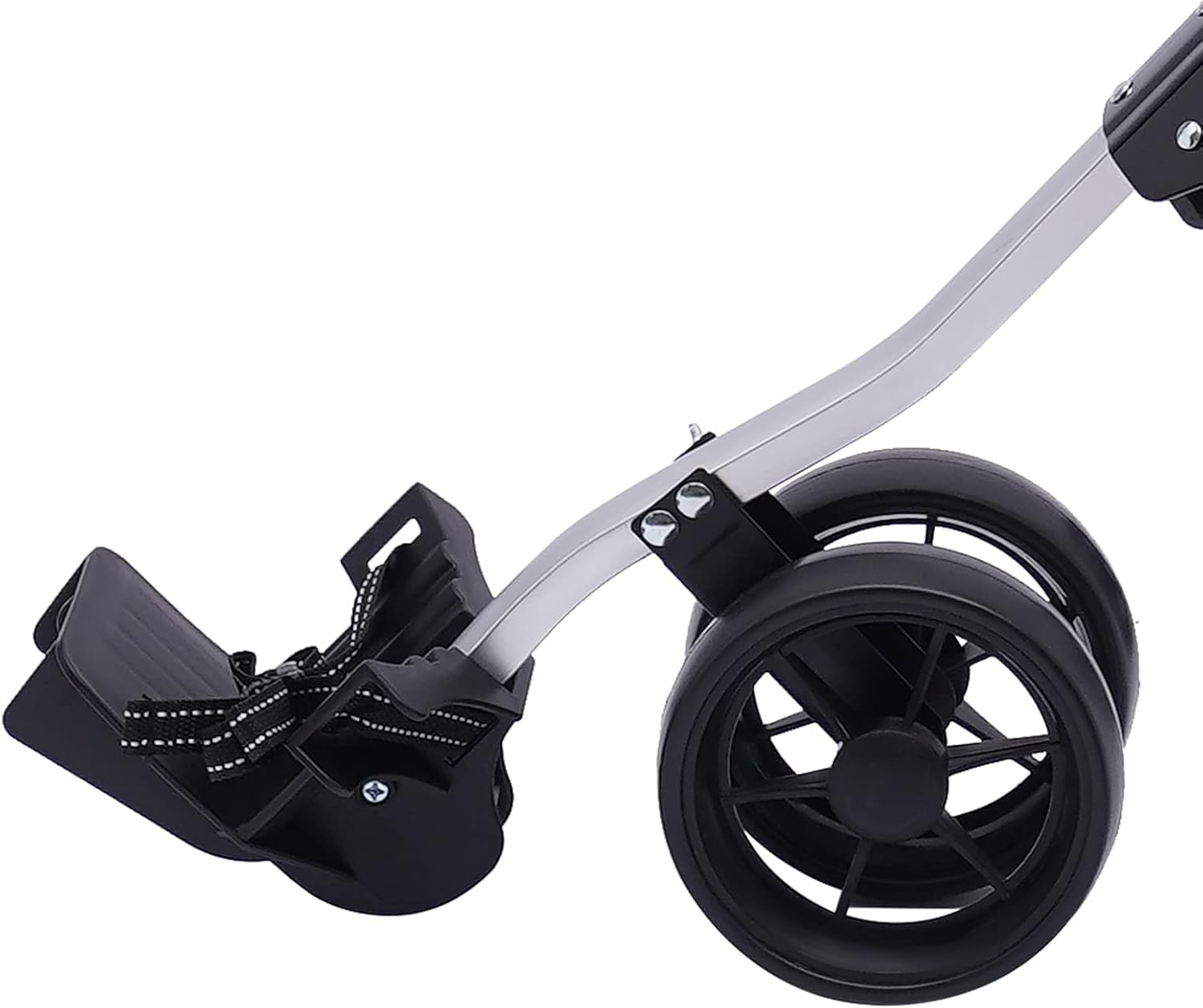 Adjustable 3 Wheel Golf Push Pull Cart - Lightweight 33-44lbs Trolley with Foot Brake, Durable Metal Frame for Golf Courses, Gyms & Schools - 59x43 Inch Design