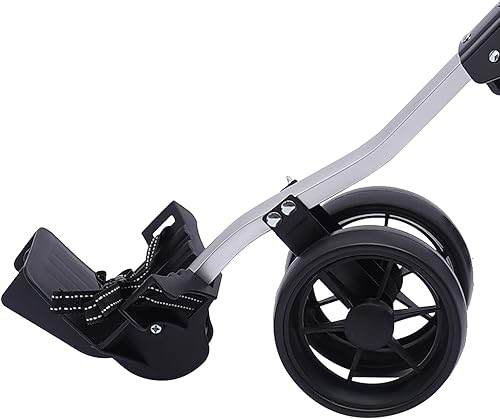 Miniatura 6 de Carrito de golf de 3 ruedas, carrito de golf plegable y ligero, carrito de golf con correa elástica, soporte para paraguas y tazas, almacenamiento