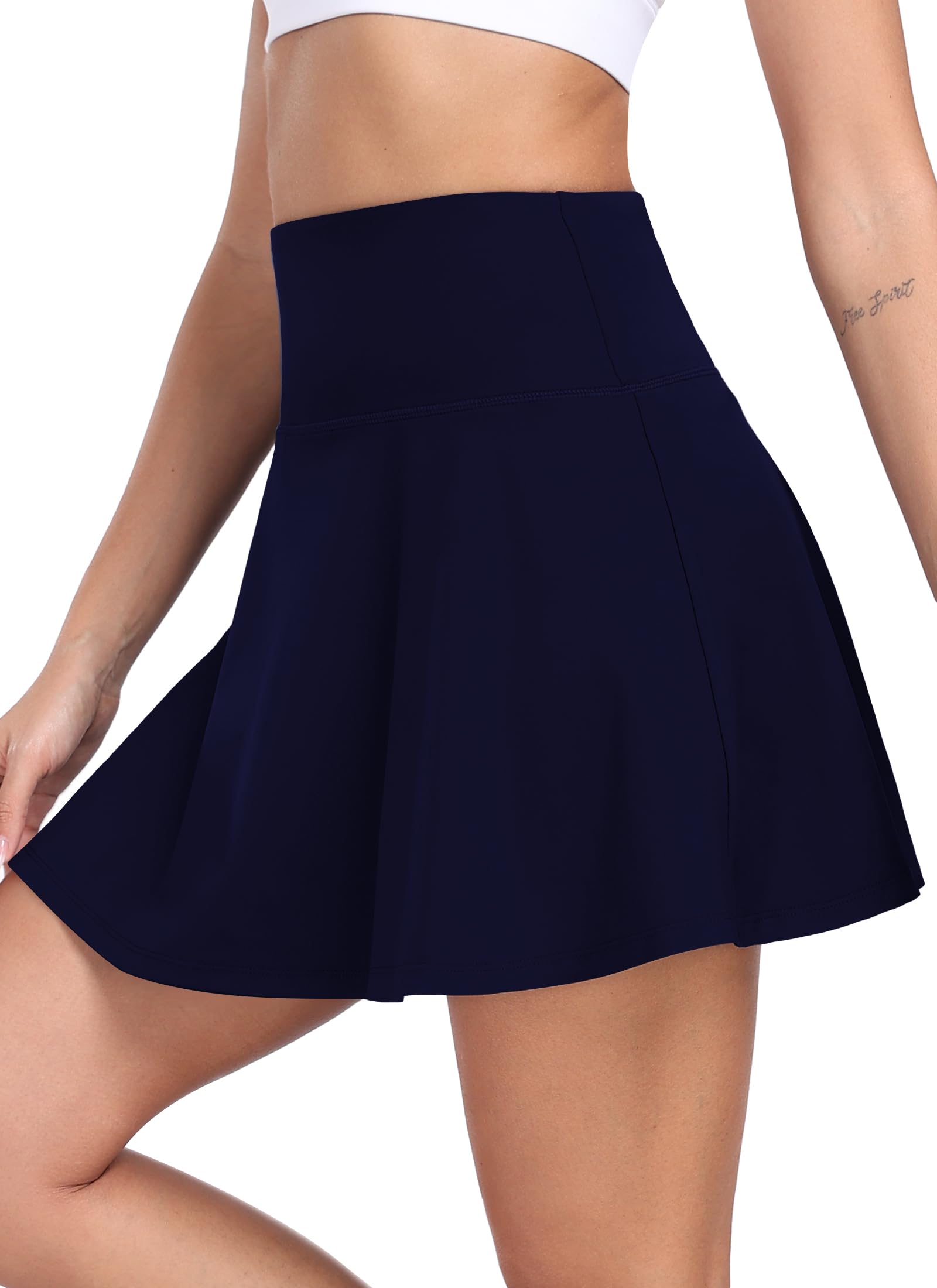 Falda de tenis plisada para mujer con pantalones cortos debajo de la falda de golf atlética de cintura alta con volantes para correr y entrenar QYY24027