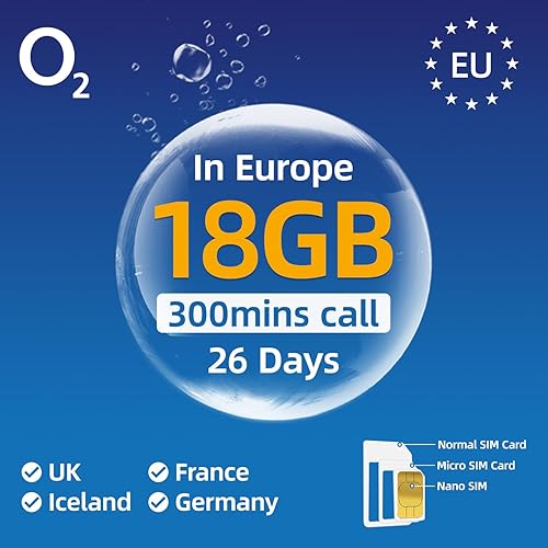 Tarjeta SIM de Europa prepagada - Tarjeta de tráfico alto de 18 GB, tarjeta SIM internacional O para 28 días, punto caliente de soporte de tarjeta