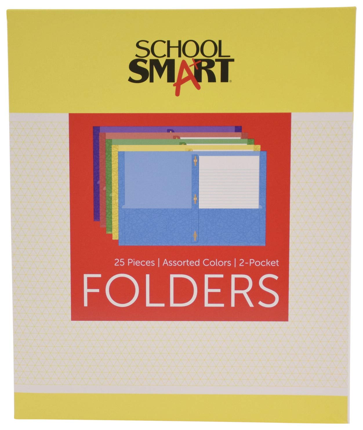 L'école Smart Heavy Duty en similicuir Pocket Folder – 9 1/2 x 11 3/4 en – Lot de 25 – Couleurs assorties