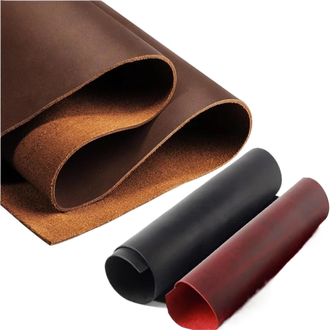 Leather Crazy Horse Oil Tanned Cowhide 2mm Thick Craft DIY Choice Size & Color(Black)