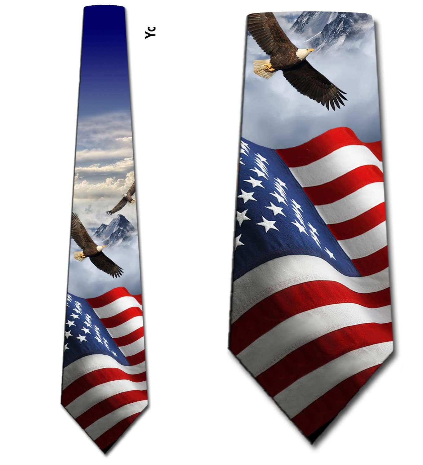 Three Rooker Patriotic Ties YOUTH US Flag Necktie Kids Eagle Tie