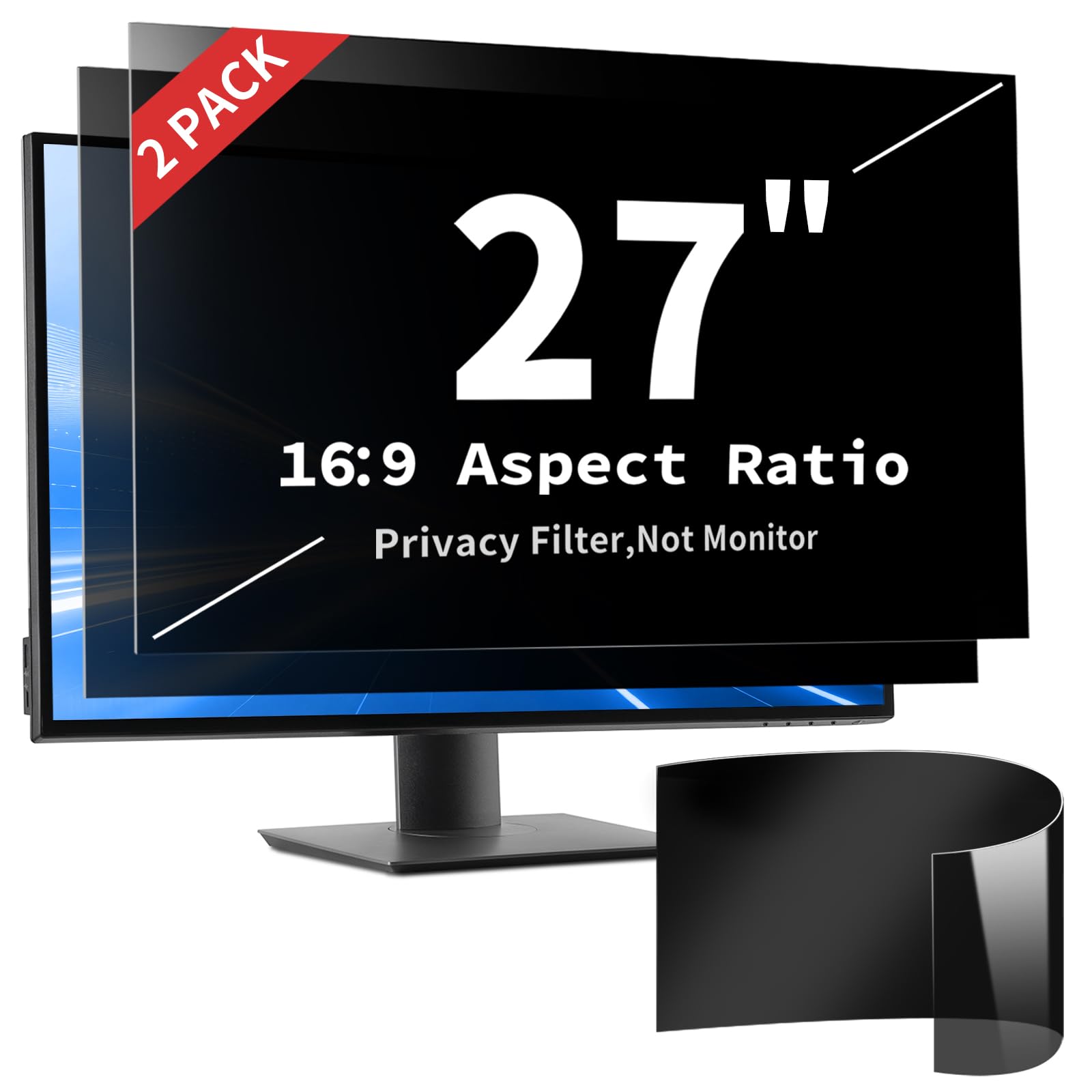 2 Pack 27 Inch Privacy Screen Filter for 16:9 Curved and Flat