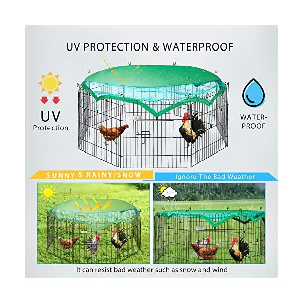 Destar 8 panel foldable outdoor backyard metal coop chicken cage enclosure duck rabbit cat crate playpen exercise pen with weather proof cover - image 5