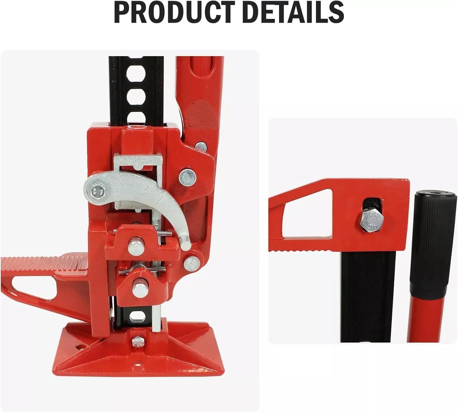 Acekool Cric Hi-Lift Tout-Terrain agricole 3,2 t (7000 LB) à cliquet - levée 33" (83,8 cm) - poignée antidérapante & Verrouillage sécurité - pour 4x4/SUV/camion/tracteur - Rouille