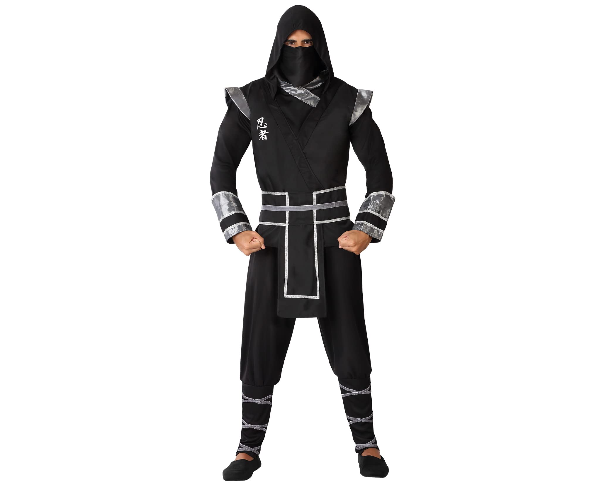Atosa Disfraz Ninja Negro Adulto Plateado
