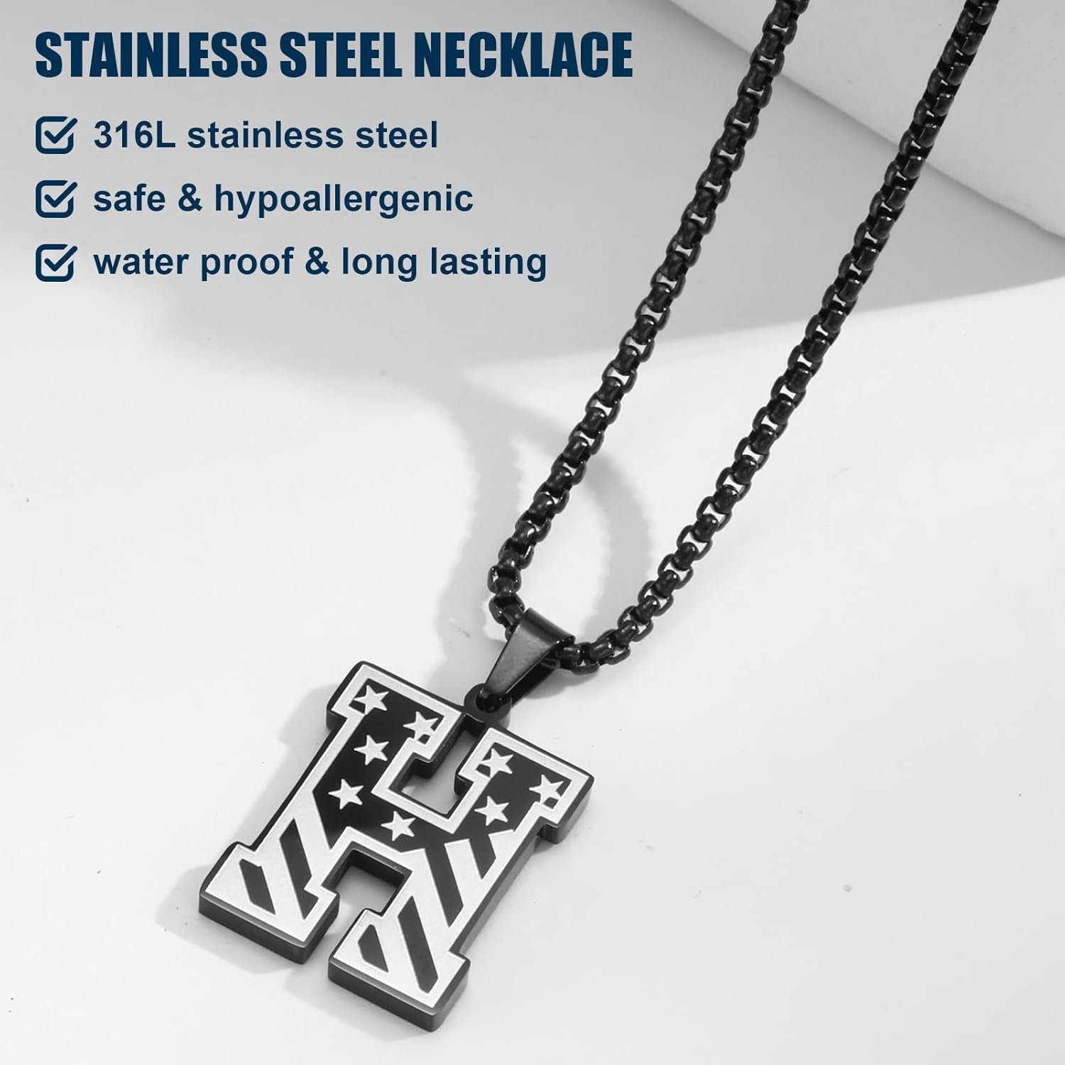 Hisatan Triangle Initial Necklace for Men Women, Stainless Steel Triangle A-Z Letter Pendant Minimalist Silver Mens Geometric Twist Chain Jewelry Gifts for Him Boyfriend Husband, 22+2 IN - Image 4