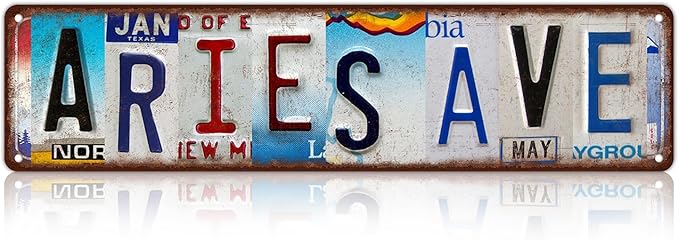 Vintage Aries Ave Wall Decor Street Signs Home Bar Coffee Metal Tin Signs 16 x 4 Inches