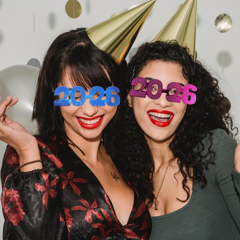 Hemobllo 4 Pcs 2026 Glasses, New Year Eve Funny Glasses, New Years Party Supplies - Image 2