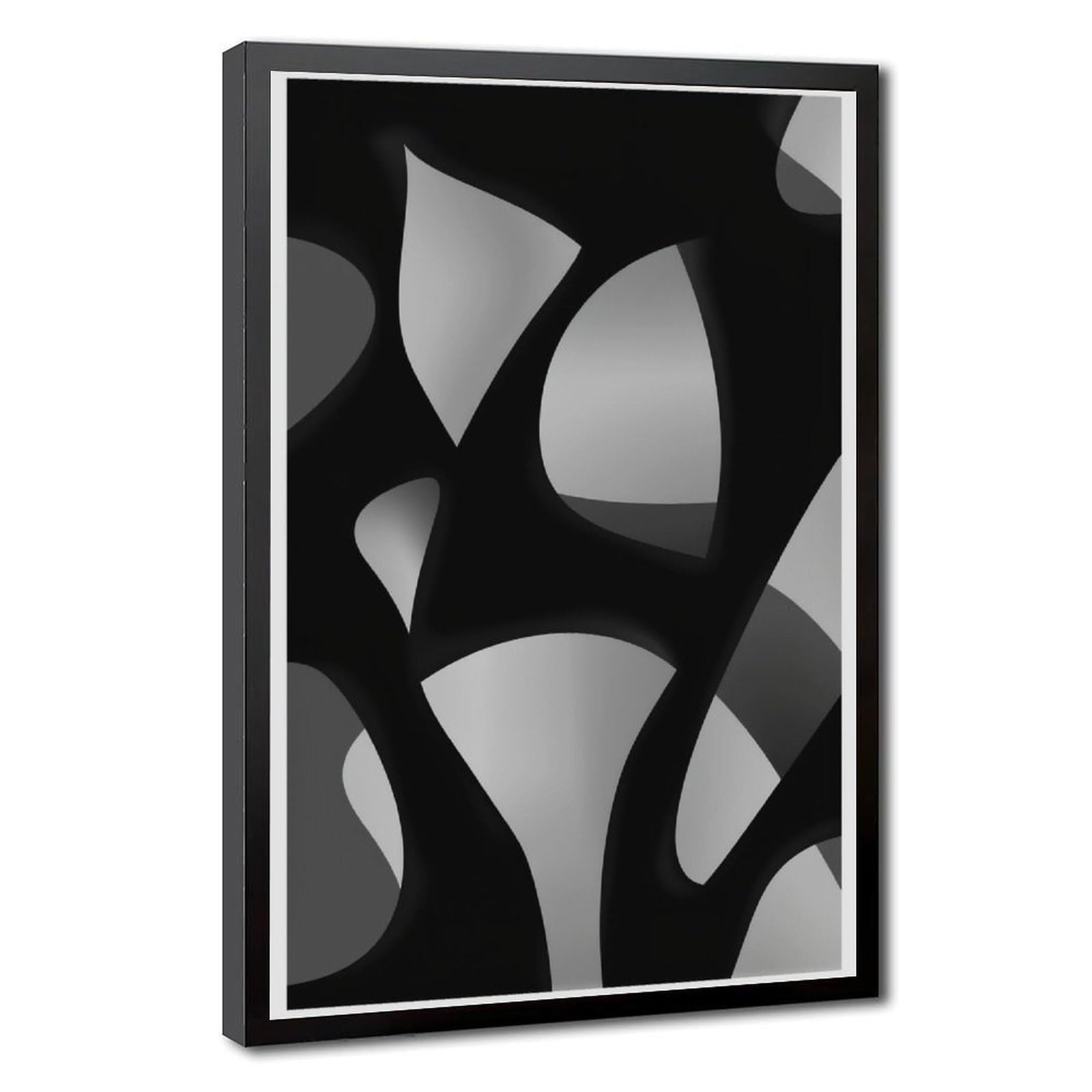 Zguols Black & Grey Abstract And Minimalist Poster 1 Canvas Poster Bedroom Decor Sports Landscape Office Room Decor Gift Black Frame 24" L X 36" W