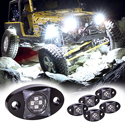 6pc LAMPHUS StarDust SDRL14 4x4 Offroad LED Rock Light Kit Compatible with 4WD Jeep & Truck - COLD WHITE
