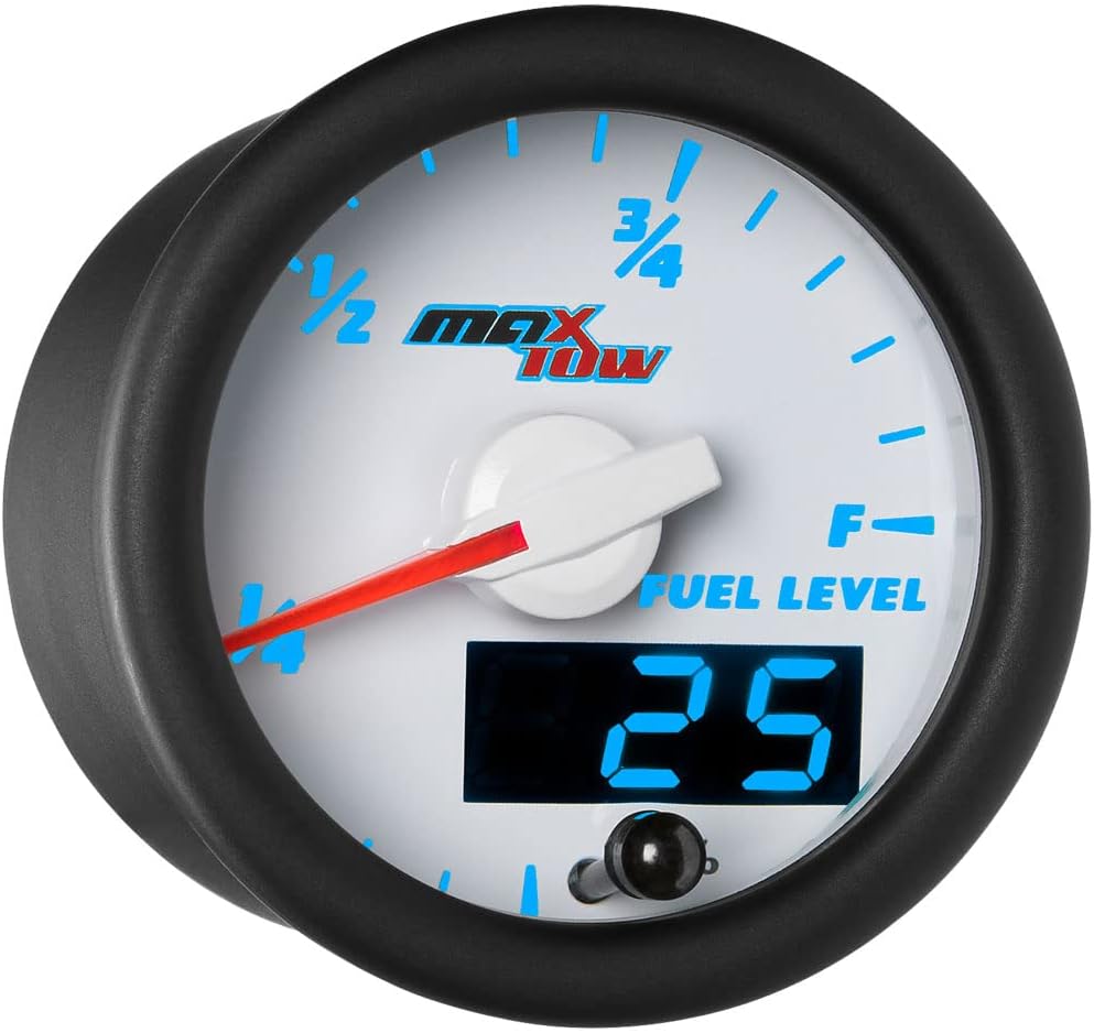 MaxTow Double Vision Fuel Level Gauge Kit White Gauge