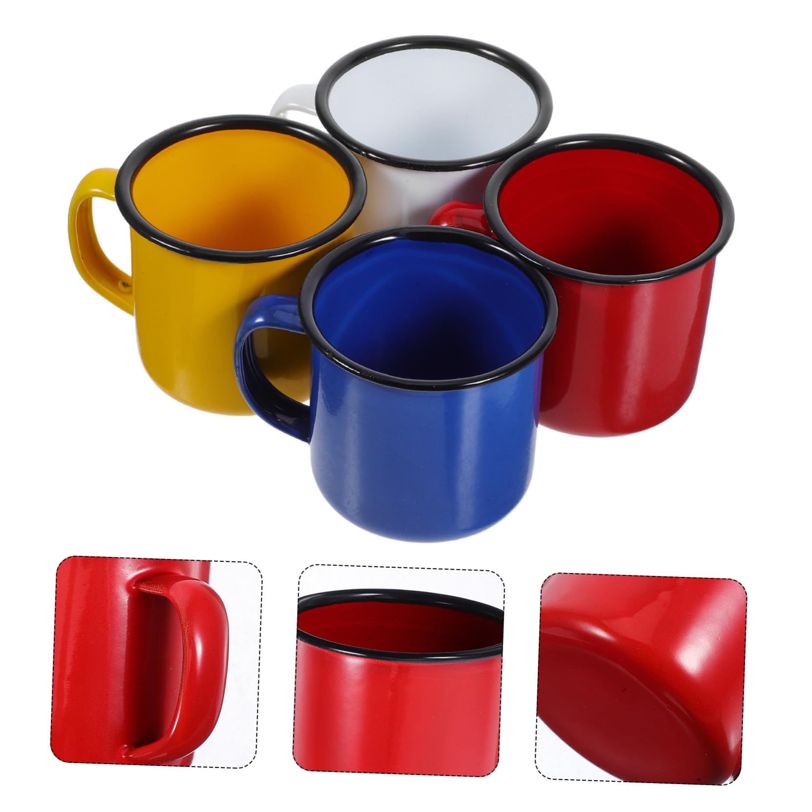 Toyvian Emaillebecher im Vintage Stil 4 Stück Wassertassen aus Emaille Praktisch und Leicht zu Reinigen für Familien und Cafés