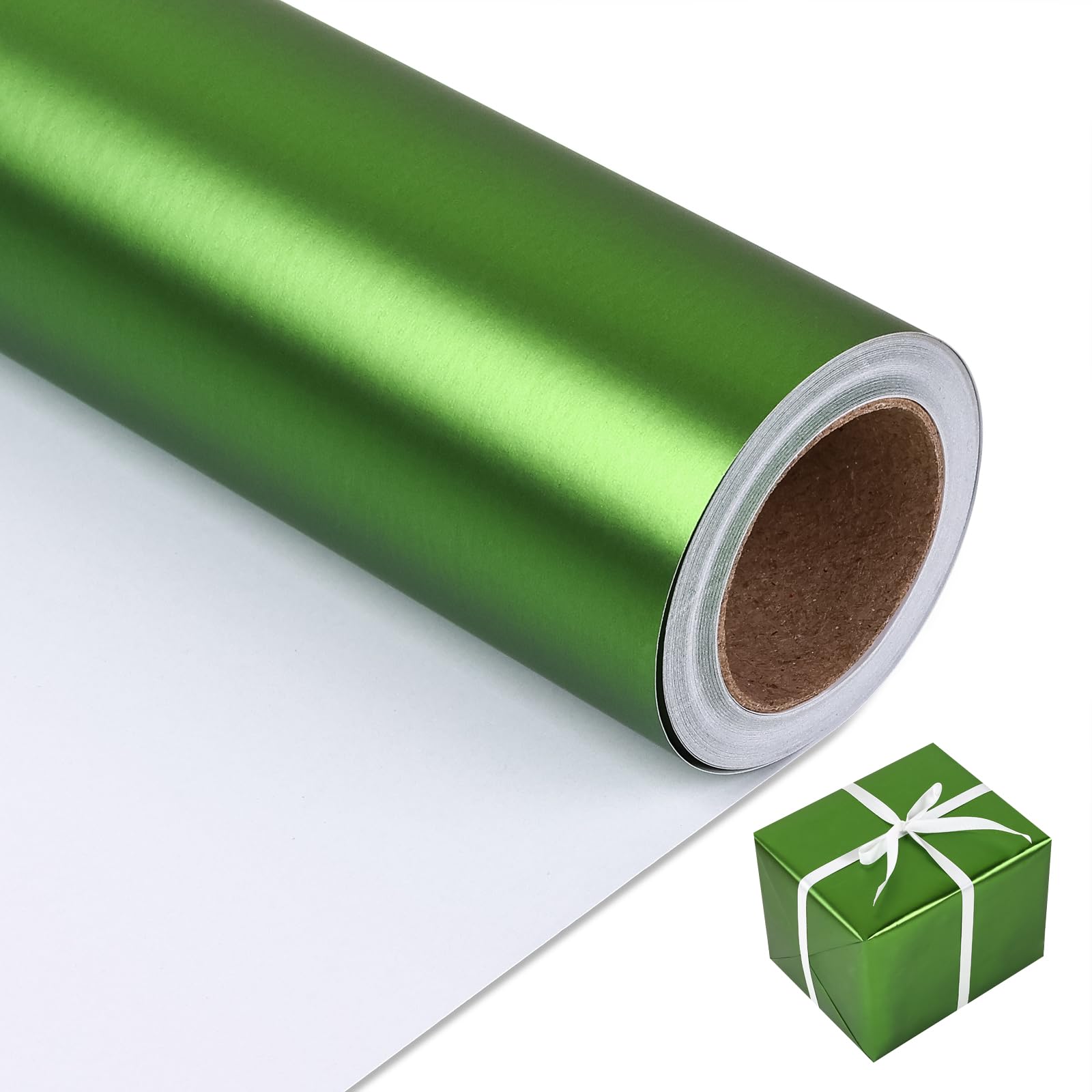 Nescci Carta Da Regalo Verde Chiaro In Metallo Opaco, Carta Da Regalo, Perfetta Per Matrimoni, San Valentino, Compleanni, Natale, Baby Shower, Bouquet Fai Da Te (45 Cm X 90 M)-image