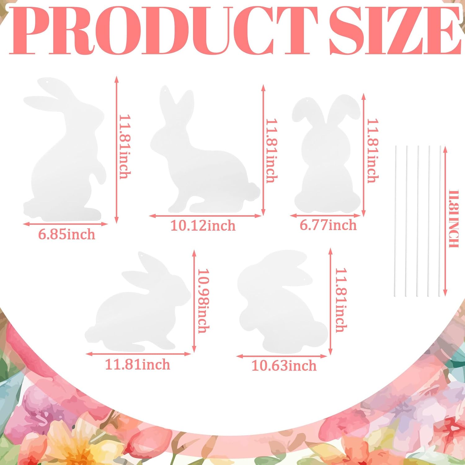 5 Pcs Metal Easter Yard Decorations Outdoor Easter Bunny Yard Signs with Stakes Cute Spring Rabbit Decorative Lawn Signs for Indoor Outdoor Garden Pathway Walkway Spring Holiday Party Decor