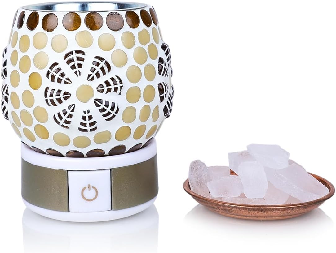 Air Karpure Electric Kapoor Dani & Camphor Diffuser with Night Lamp | Ceramic Aroma Burner with On/Off Switch | Shock Proof Machine for Home Fragrance, Office & Puja + Free Flavoured Camphor Tablets