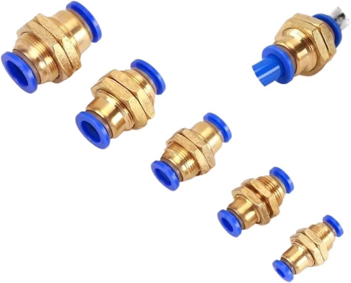 5PCS 4mm 6mm 8mm 10mm 12mm OD Tube PM Straight Pneumatic Air Fittings bulkhead union Push To Connect Quick Release Connector(PM-4)