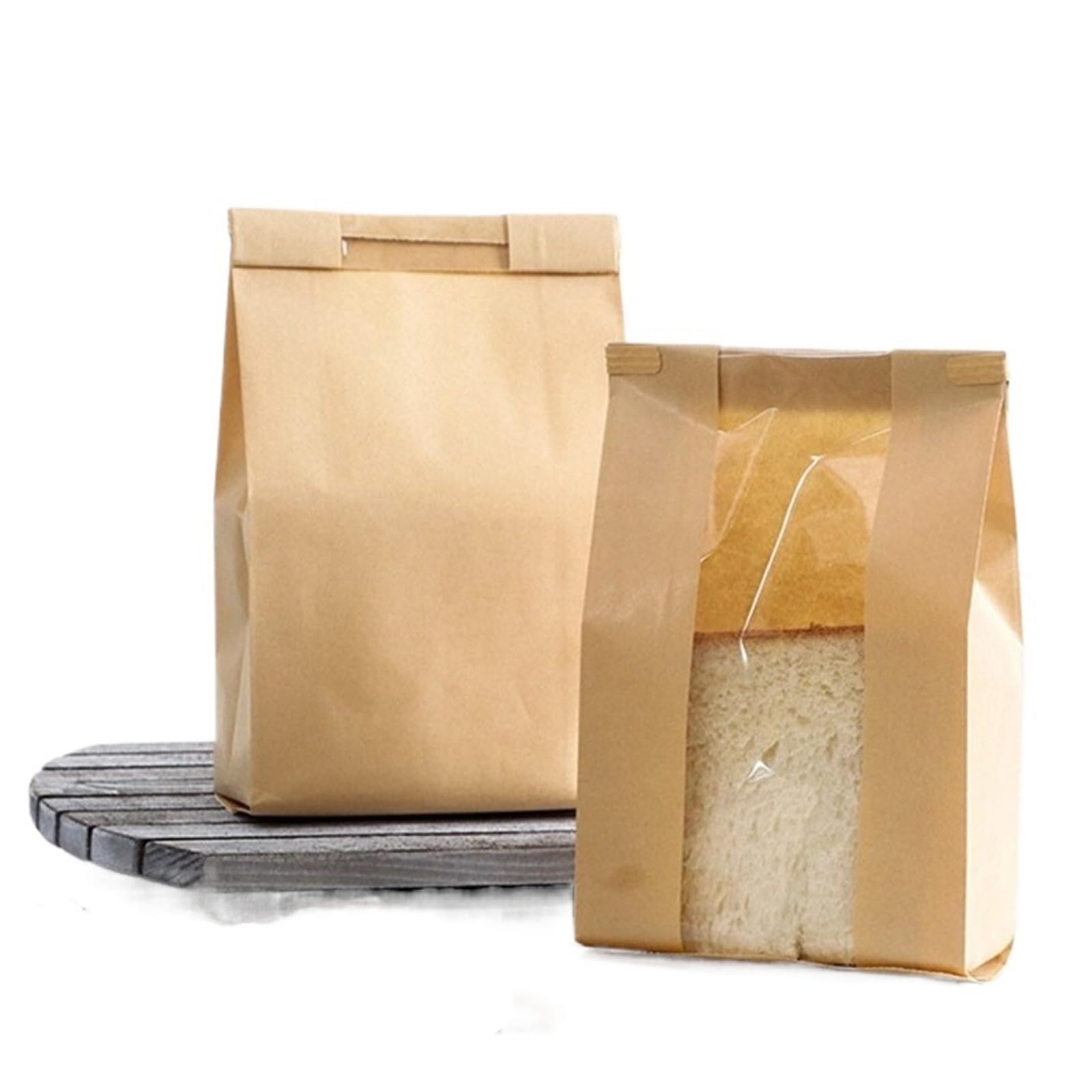 100Pcs Large Paper Bread Bags With Windows For Packaging Storage Of Baked Goods Outdoor Party Portable for Bread(S)