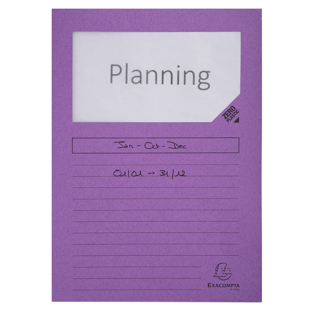 Exacompta - Réf. 50100E - Paquet de 100 chemises à fenêtre sans plastique Forever® 120 g/m² - couleurs vives - 100% recyclées et certifiées Ange Bleu - dimensions 22x31cm pour A4-10 couleurs assorties