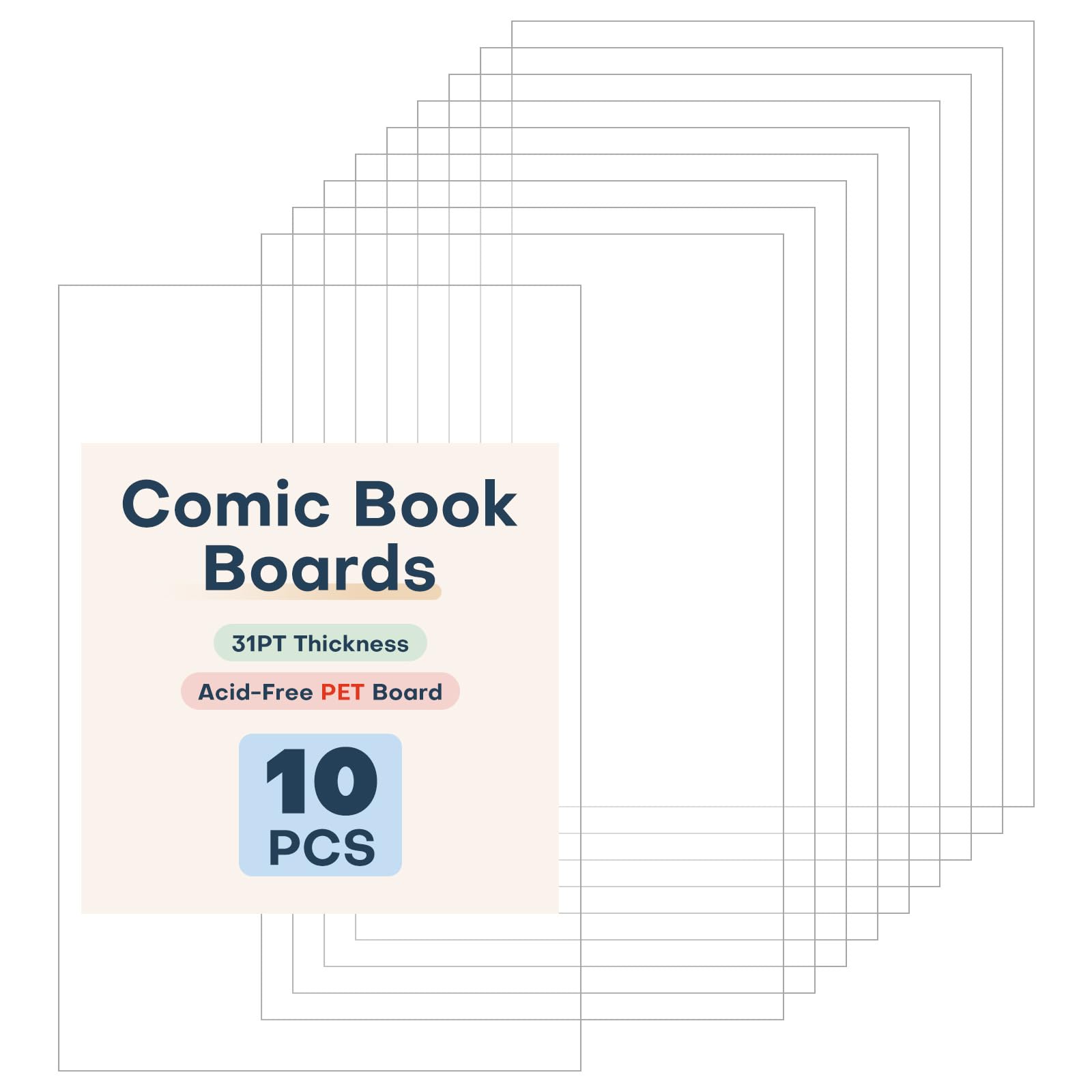 Svaldo Comic Book Boards, 10pcs 17.7x26.6cm Comic Backing Boards, PET