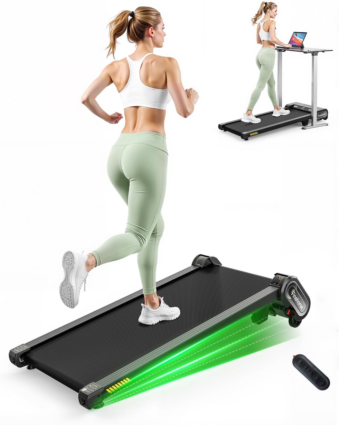 13% 6-Level Walking Pad with Auto Incline - Treadmill with Auto Incline and Remote Control, 330Lbs Capacity Portable Under Desk Treadmill for Home Office, LED Display