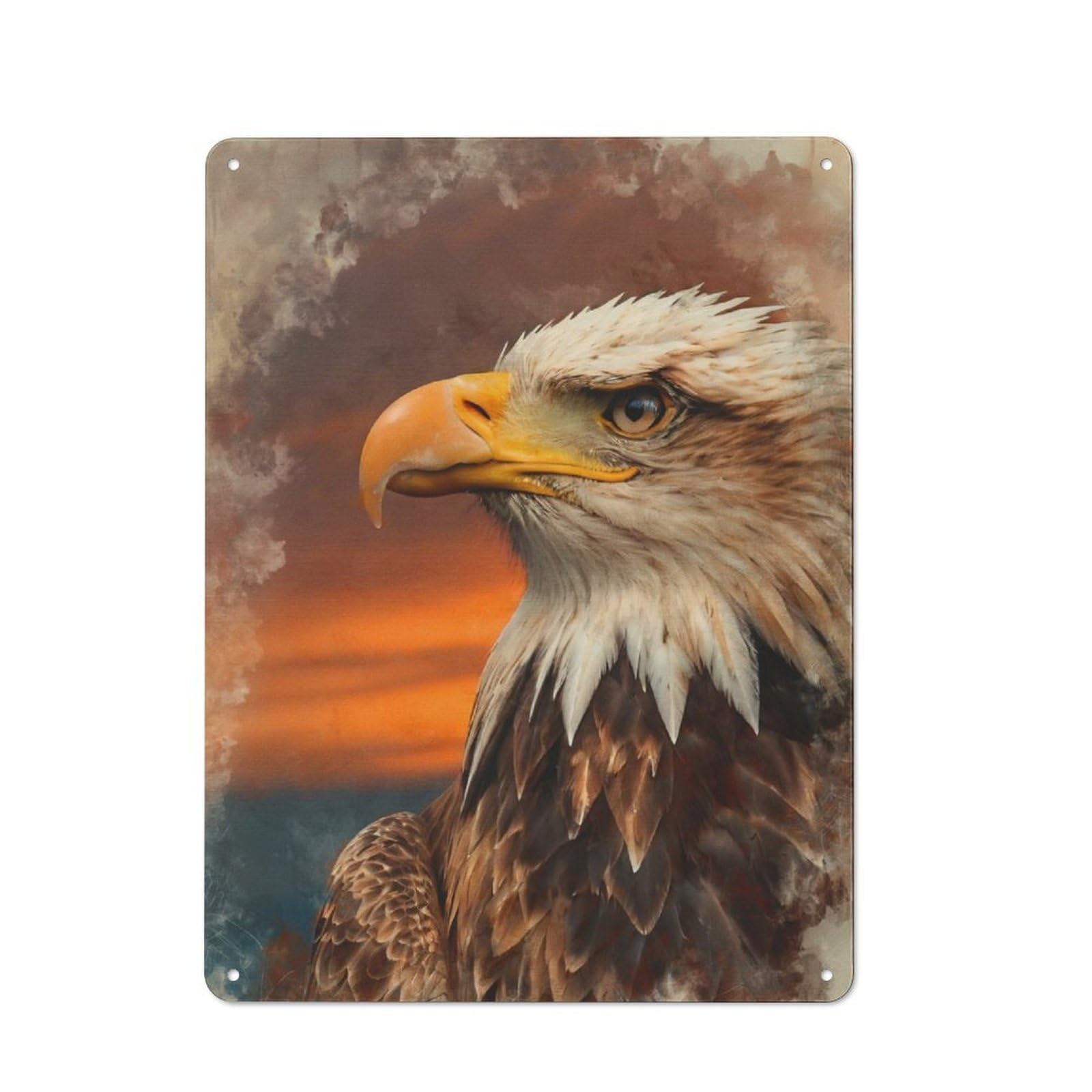Junmoney Majestic Bald Eagle Portrait Tin Wall Plaque 40X30cm With For Garage Or Workshop, For Vintage Wall Decor Fans, For Kitchen And Home Bar Decor