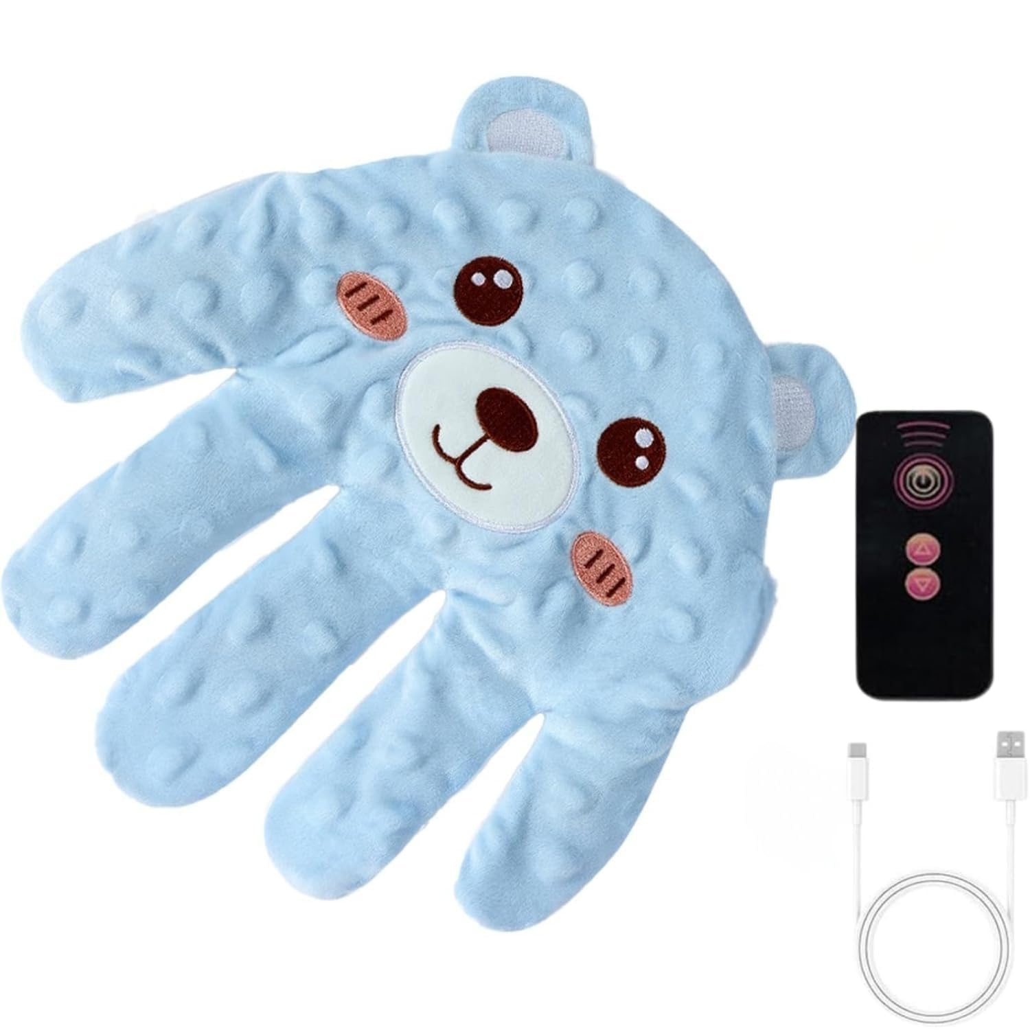 TARTAMYA Sleeping Support Plush Hand, Soft Cotton, Five-Finger Sleep Companion, Cute Bear Design, Breathable, Machine Washable, Blue, One Size-image-28