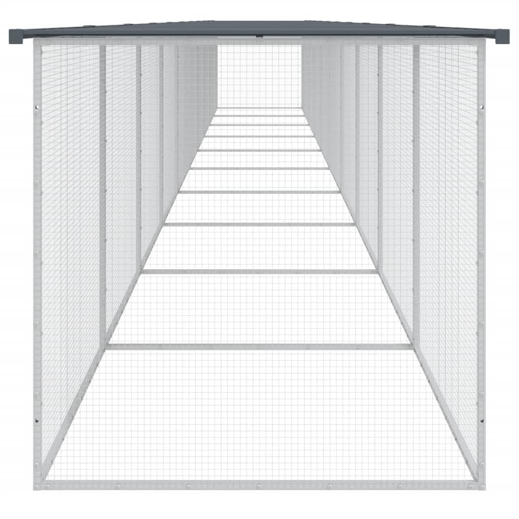 Gabbia per polli con tetto, 1003 x 98 x 90 cm, in acciaio zincato, set da 10 | Grande recinto da giardino modularmente espandibile con porta richiudibile per galline e piccoli animali