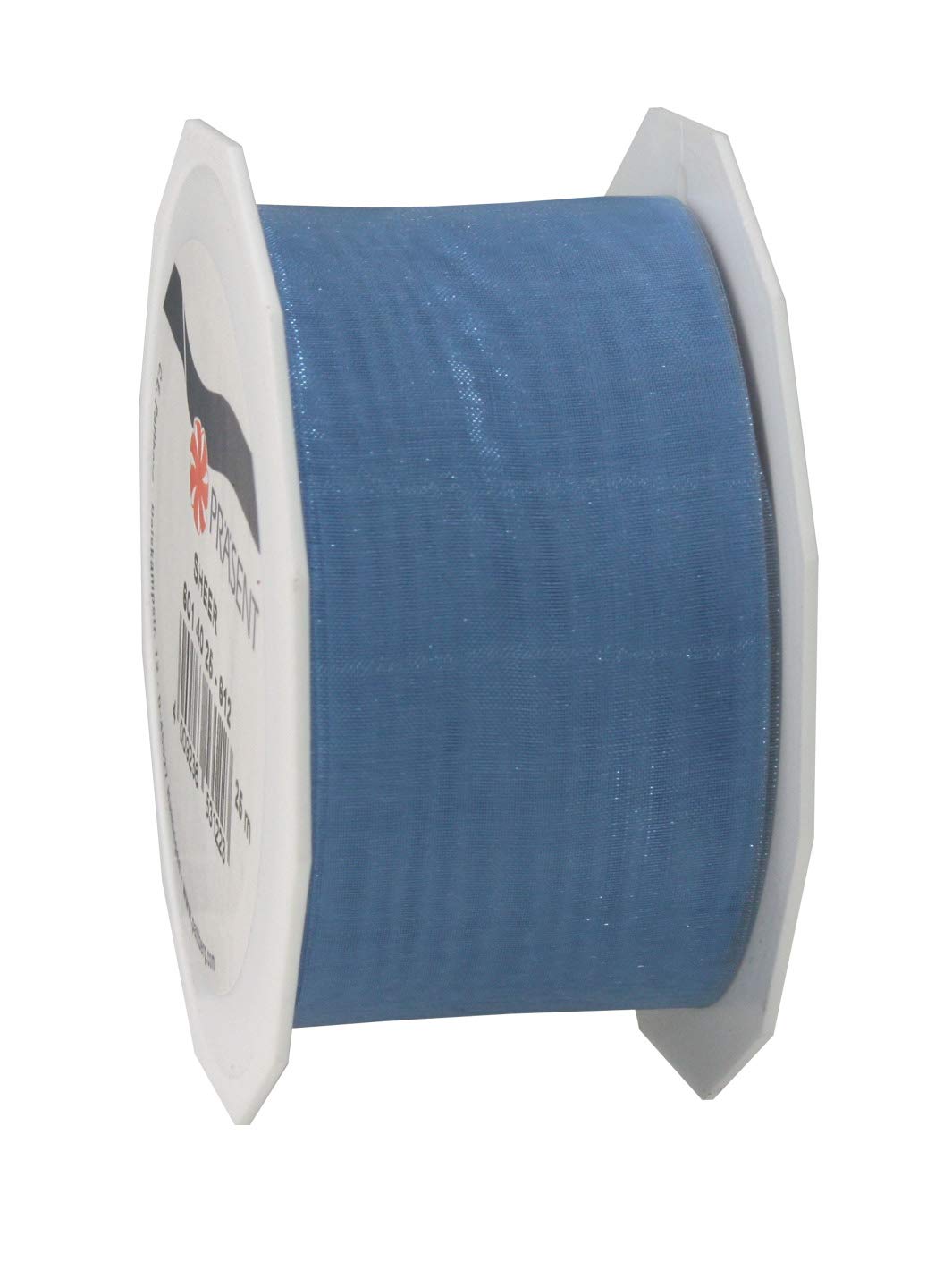 Präsent Light Blue C.e. Pattberg Sheer Organza Ribbon 27 Yards Gift Wrap Ribbon, 1.6 Inches Width, Accessories For Decoration & Handicrafts, Decoration Ribbon For Presents, For Every Occasion