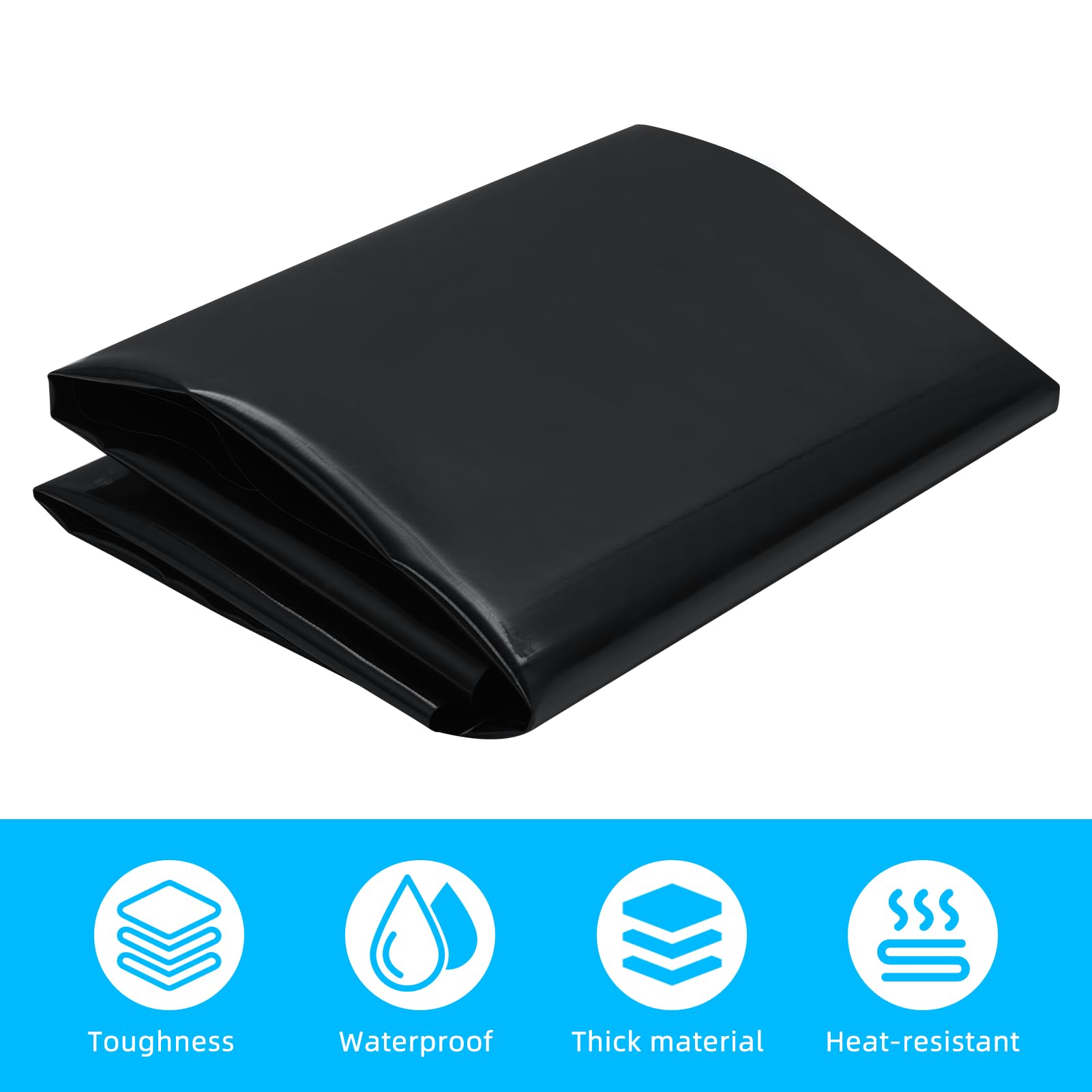 Teichfolie, HDPE Schwarze 0.4mm Teichplane Gartenteich, Flexible und Reißfeste Teichfolie für Fischteich Koi Teich Garten (6x6m)