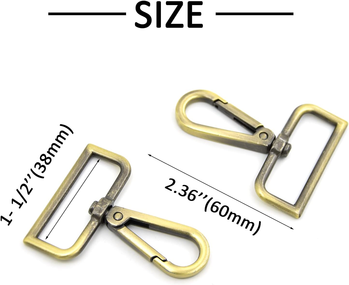 15 Pcs Metal Swivel Lobster Clasp Claw Push Gate Snap Hooks for DIY Crafts Keychain Purse Handbag Making (Brass,1-1/2 inch) - Image 2