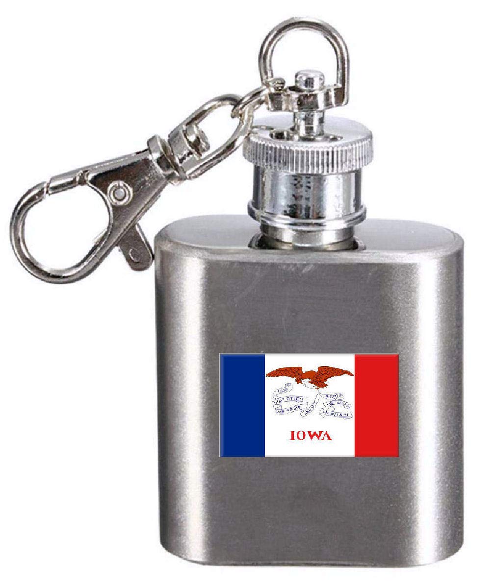 Flasque porte-clés drapeau Iowa gravure laser acier premium