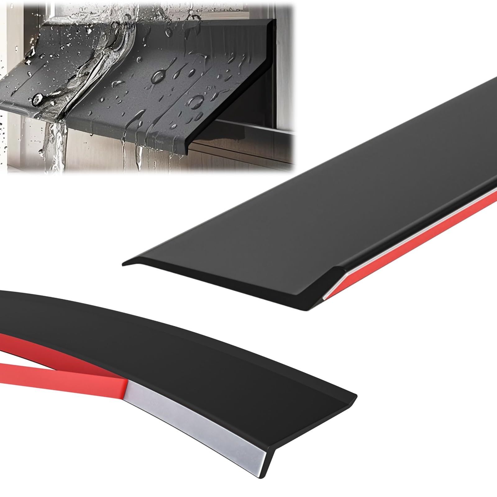Estdkmnos 5.5Cm Window Outer Edge Rain Shield， Self Adhesive Rubber Weather Stripping Rain Guard For Doors Car Multiple Sizes(,(9.8Ft))