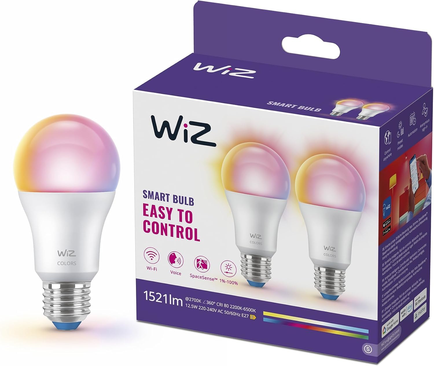 Ampoule LED connectée E27 pour ajuster la lumière du blanc chaud au blanc froid