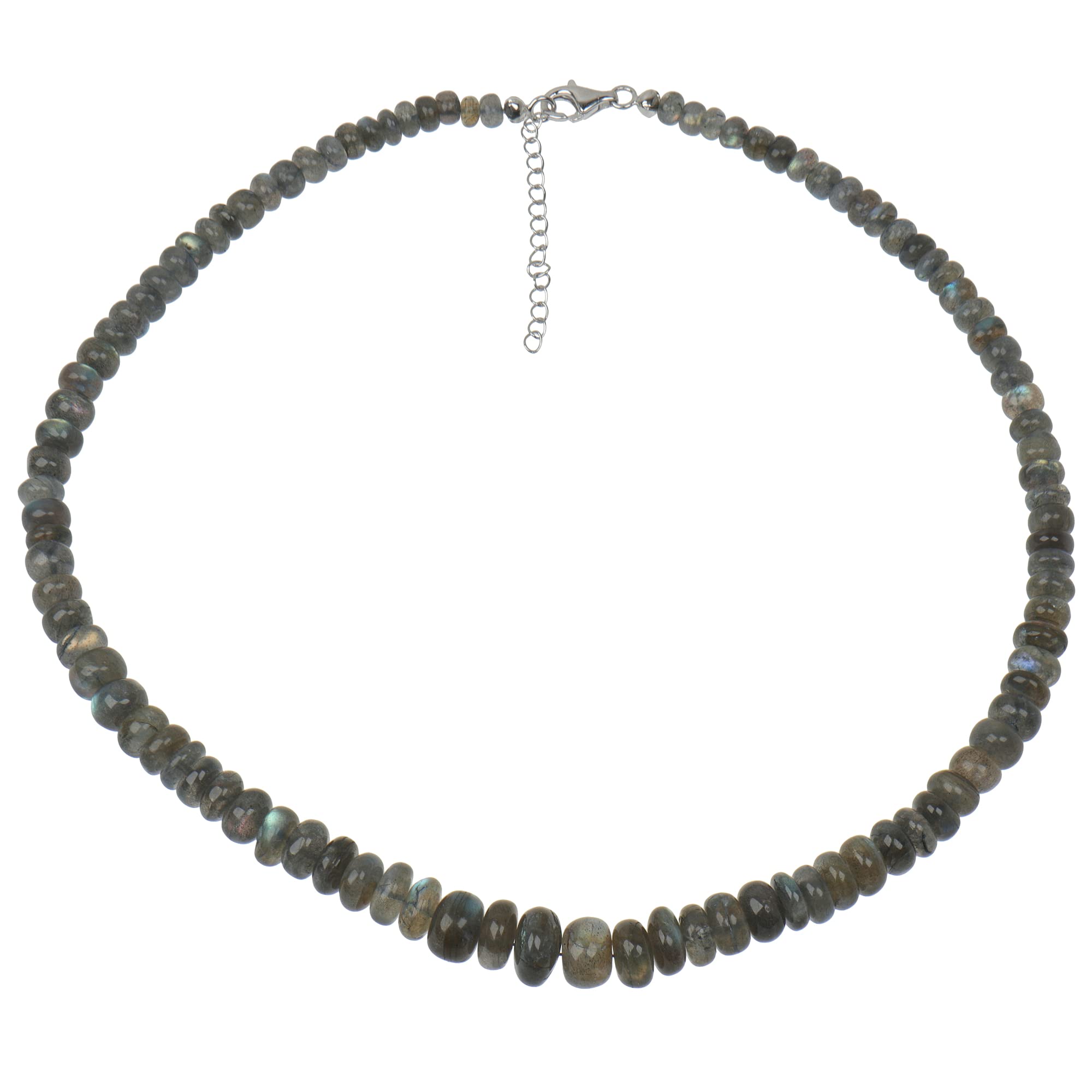 Labradorit Kette rhodiniert Collier mit 925 Silberverschluss