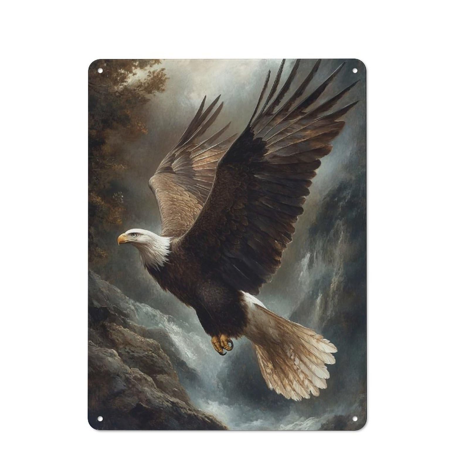 Junmoney Bald Eagle In Flight Retro Tin Wall Plaque 40X30cm For Dining Room Or Kitchen, For Home Decor Collectors