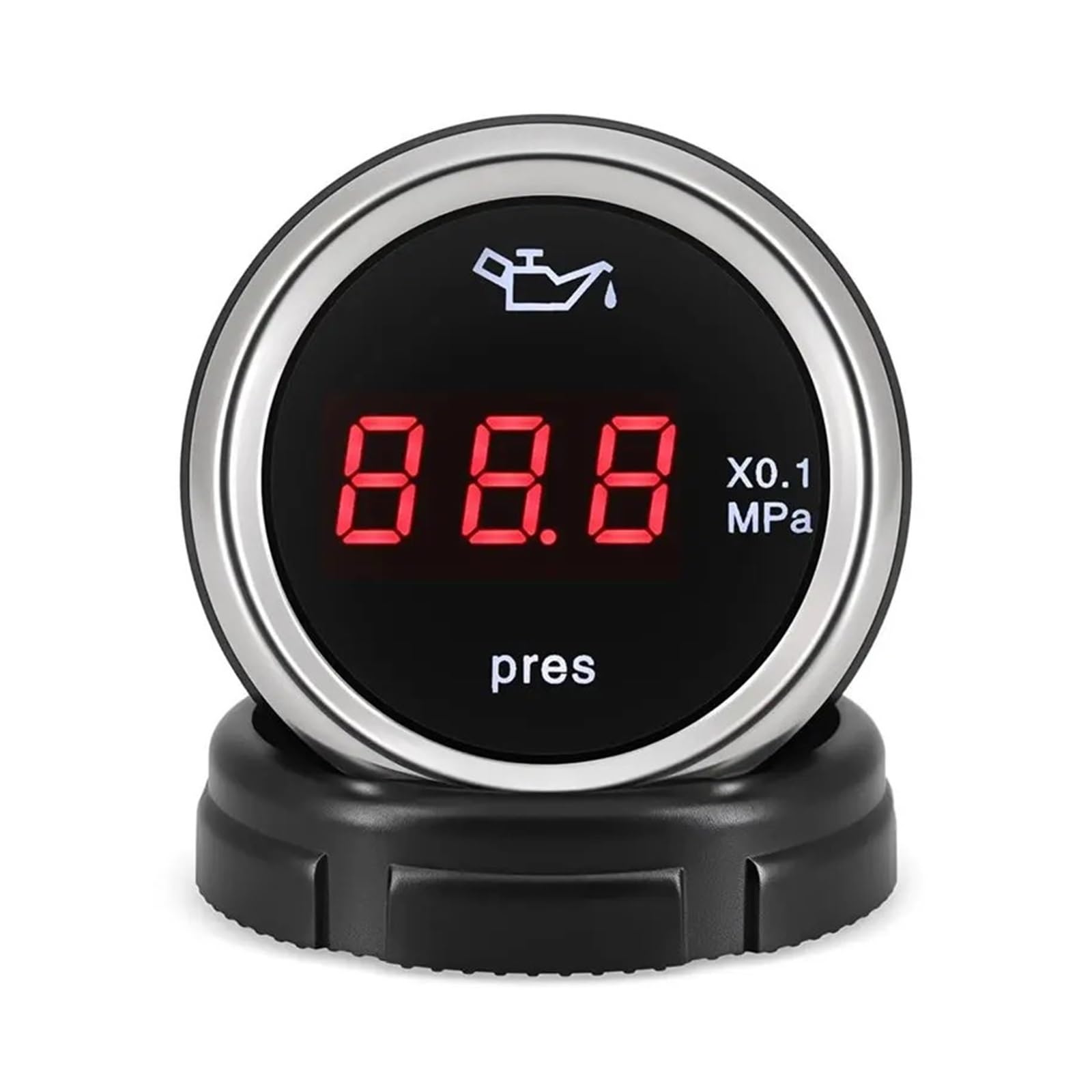 Manómetro, Medidor de presión aceite Compatible para yate coche 2 "52Mm 0-1.0Mpa con Sensor pantalla Digital LED rojo 1/8NPT prensa medidor intermitente