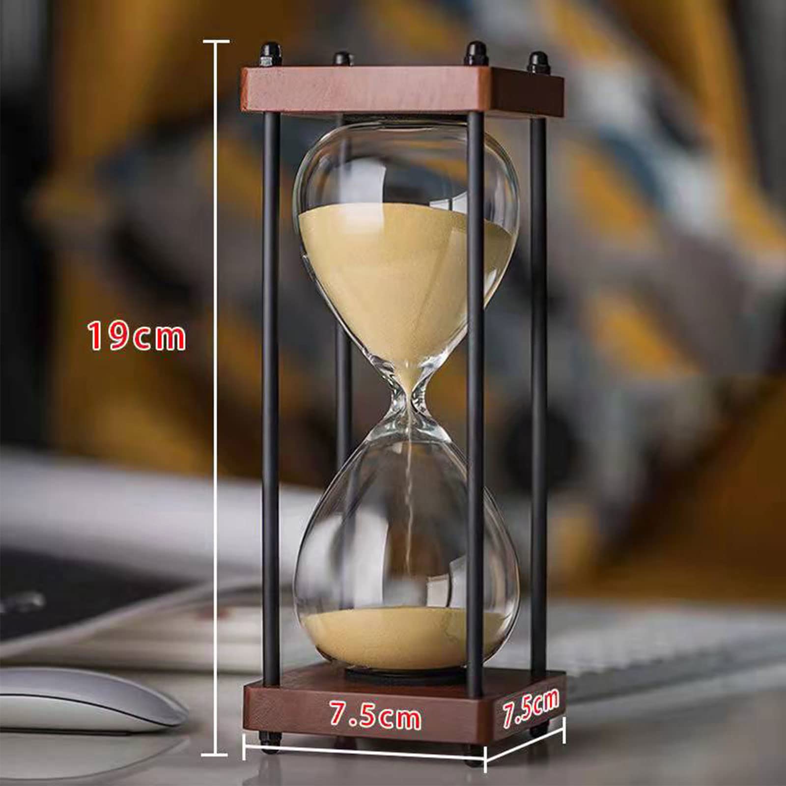 Sanduhr-Timer, Sanduhr, 15–30 Minuten, große Sanduhr aus Holz, Schwarze Sanduhr-Dekoration, Esszimmer, Wohnzimmer, Schrank, Büro, Schreibtisch, Schlafzimmer, Sanduhr, kreatives Geschenk. (Color : YEL