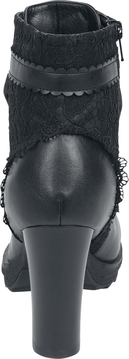 Gothicana by EMP Damen Schwarze High Heels mit Zierschleife, Reißverschluss und Schnürung