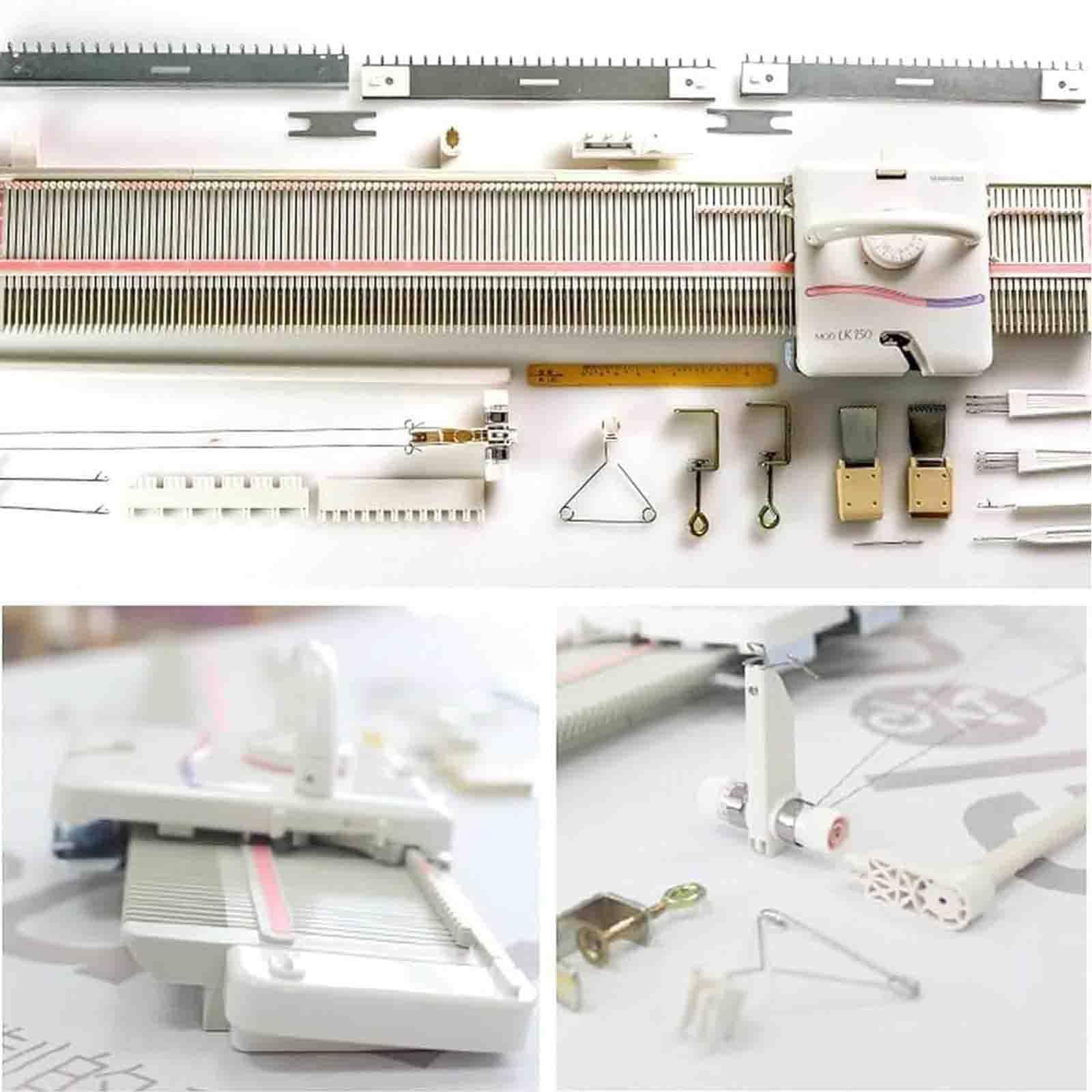 Máquina De Tejer Calibre Medio 6,5 mm 150 Puntadas,Portátil y Eficiente en Plástico con Accesorios Completos,para Fabricar Suéteres,Calcetines,Sombreros y Bufandas en Casa