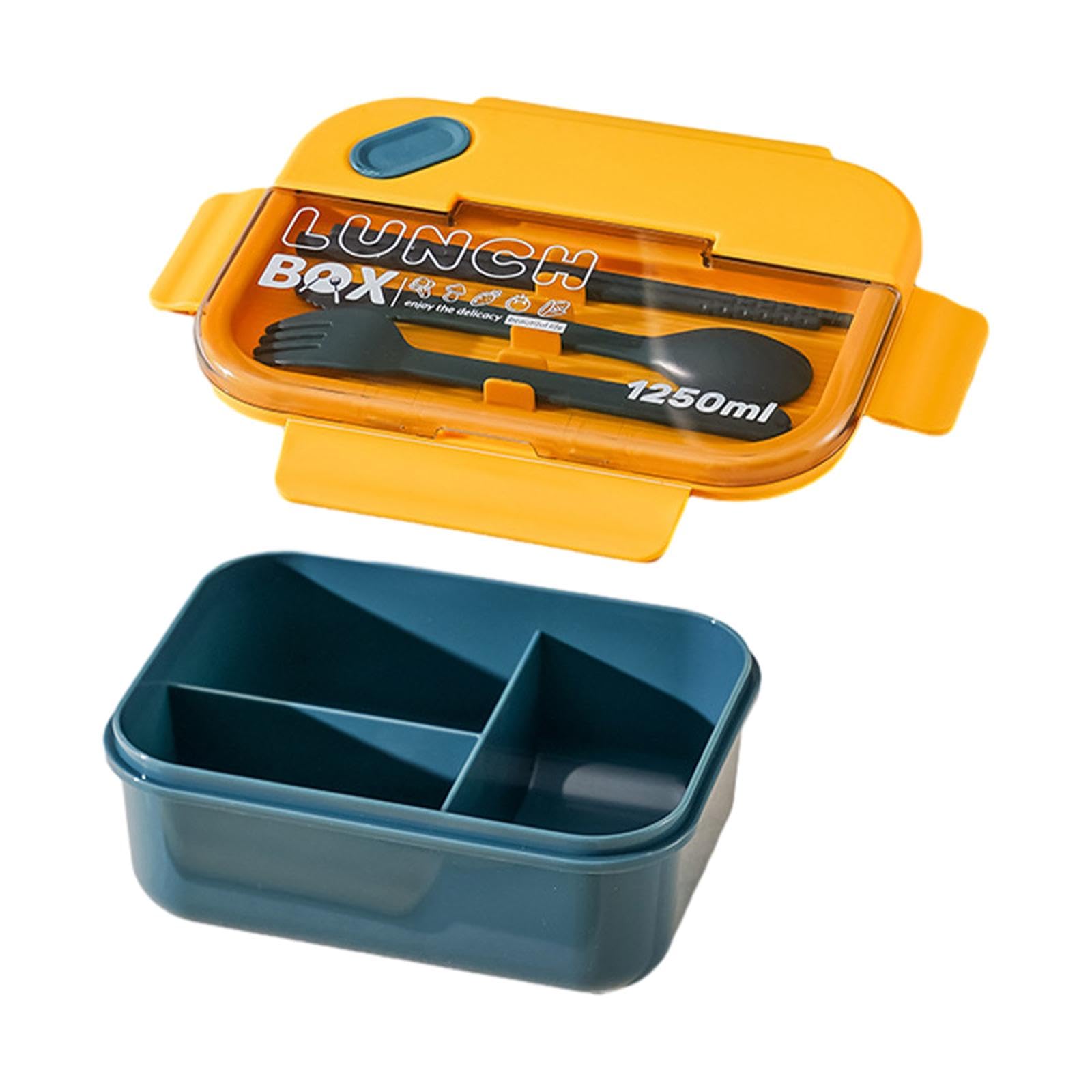 Merishopp Japanese Bento Lunch Box 42oz Compartment Snack Box for Travel Picnic Hiking 3 Grids Dark Blue-image-22