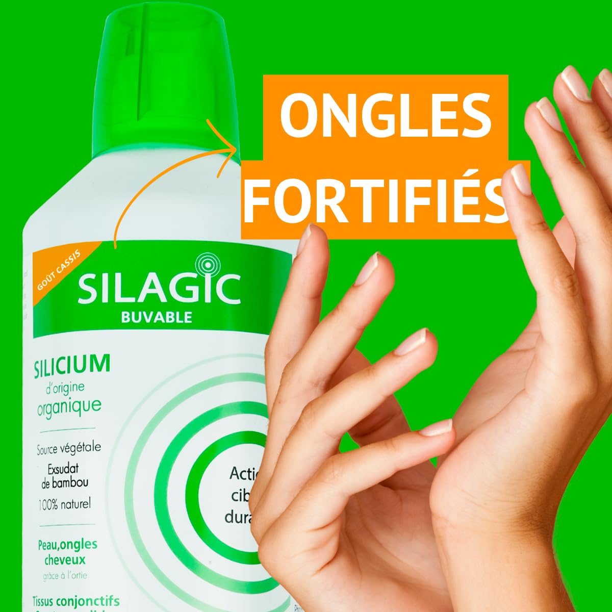 SILAGIC - Solution Buvable au Silicium Organique - Renforce Peau, Ongles & Cheveux - Maintient une Ossature Solide - Ortie, Bambou & Manganèse - Fabriqué en France - 1 L