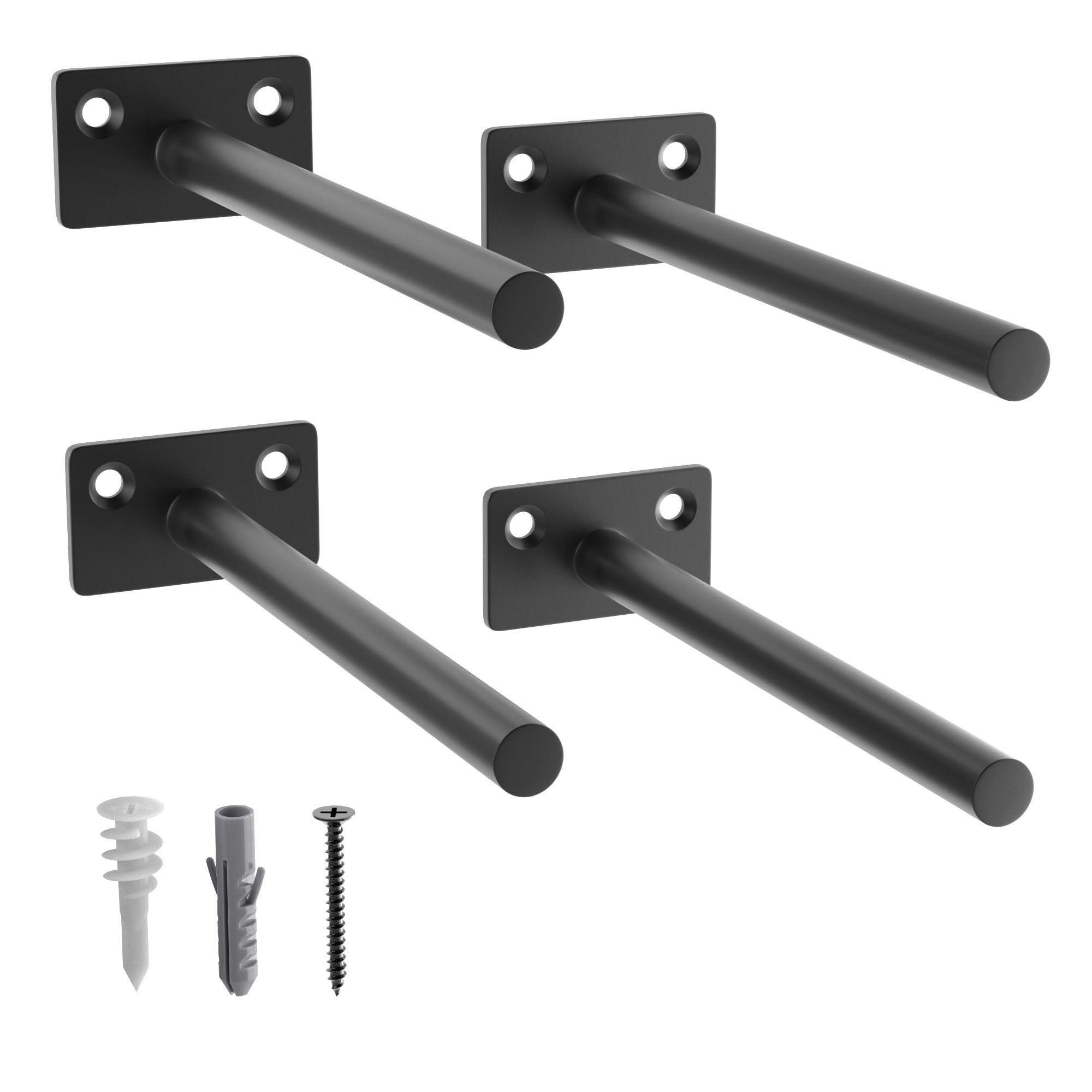 LEOPOBlack 4 Pack-6 inch Floating Shelf Bracket, Concealed Shelf Support,Hidden Brackets for Floating Wood Shelves