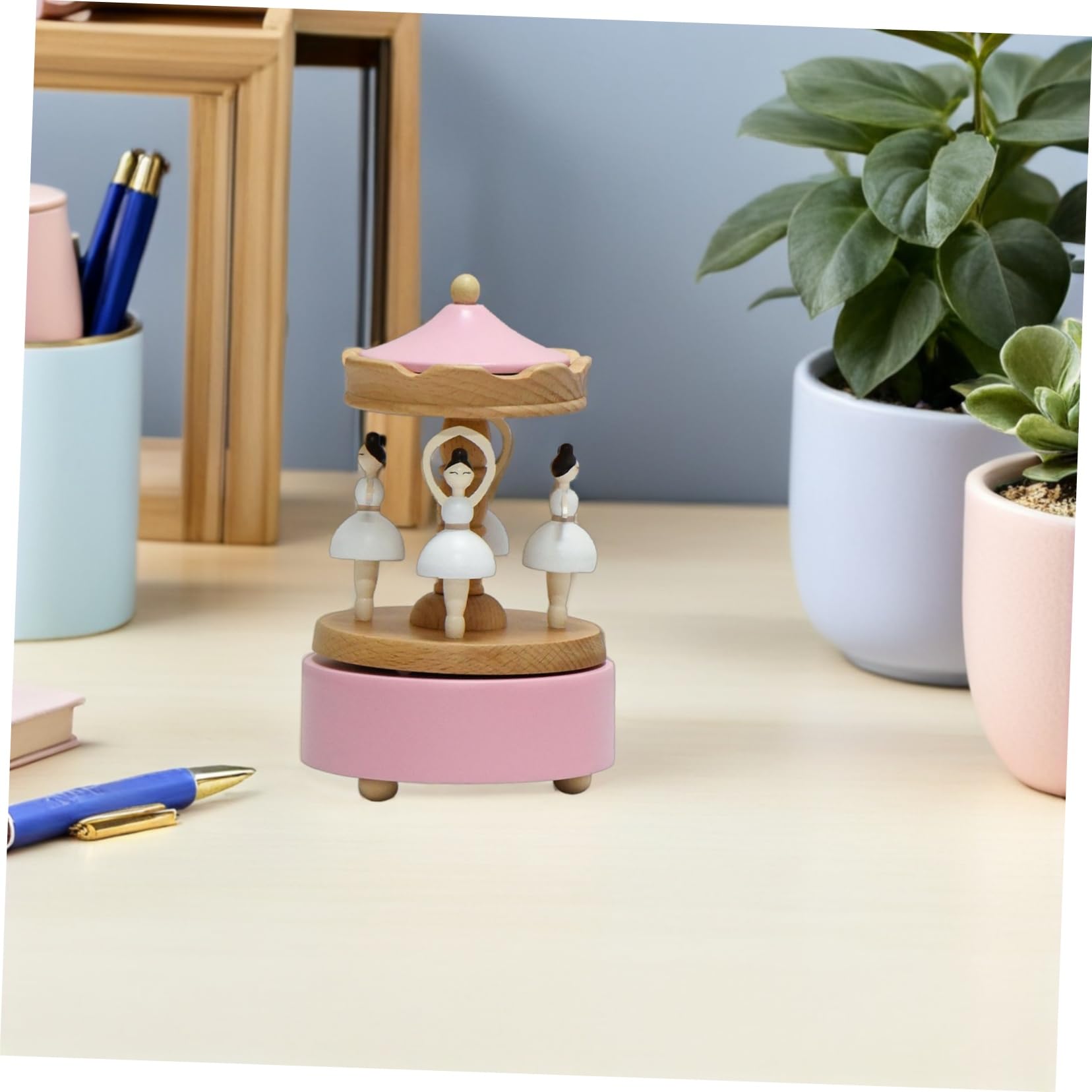 Alipis Caja de Música de Ballet de Madera Giratoria Diseño Vintage Bailarina Caja Musical para Escritorio Obsequio para Niña Madre o Hija