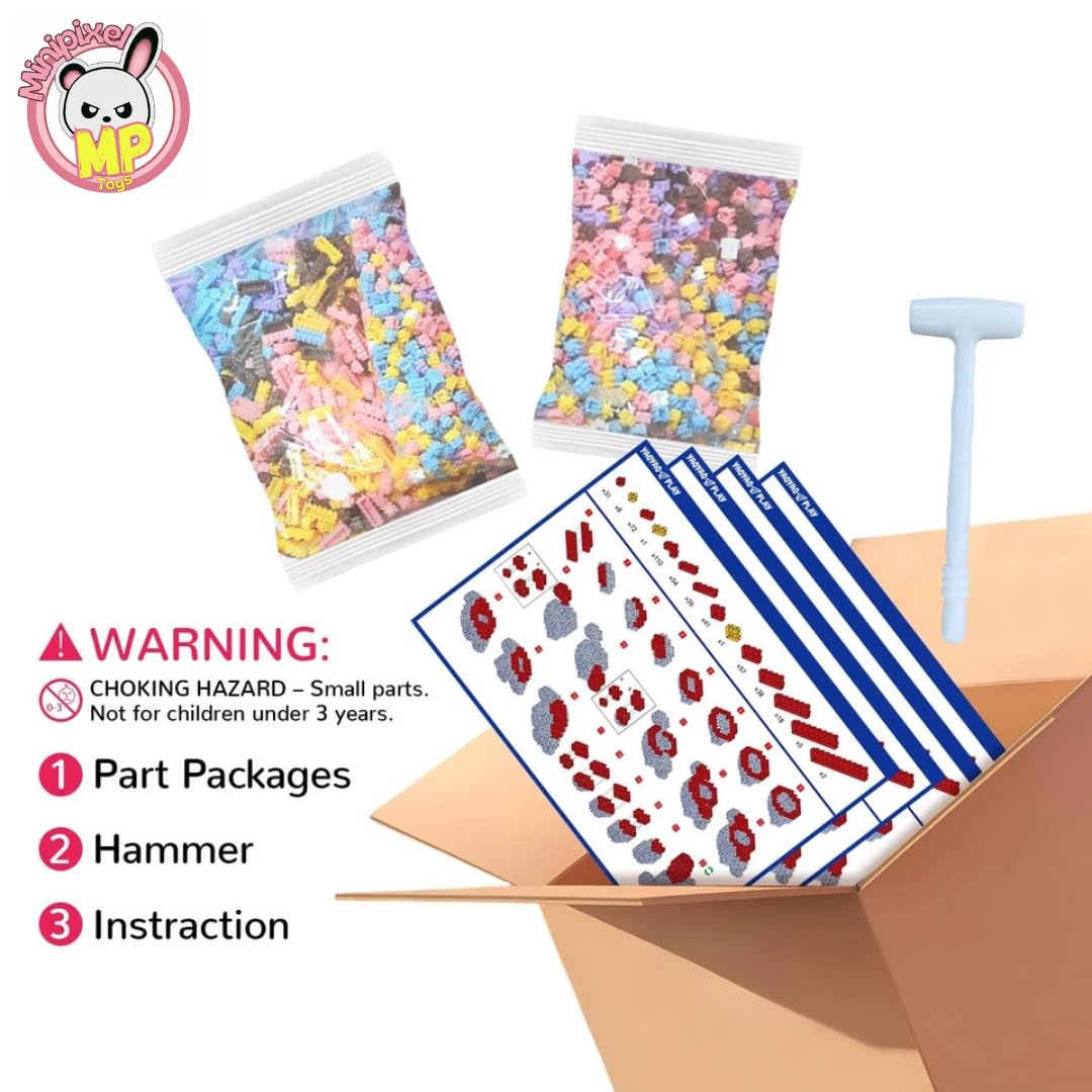 Generisch MP-8009 MOMO Ice Cream Bunny (7250 Teile), 55 cm, Eiscreme Weihnachts-Hase, Mikro-3D Klemmbaustein Set für Erwachsene und Jugendliche, Süße Deko & Sammlerstück