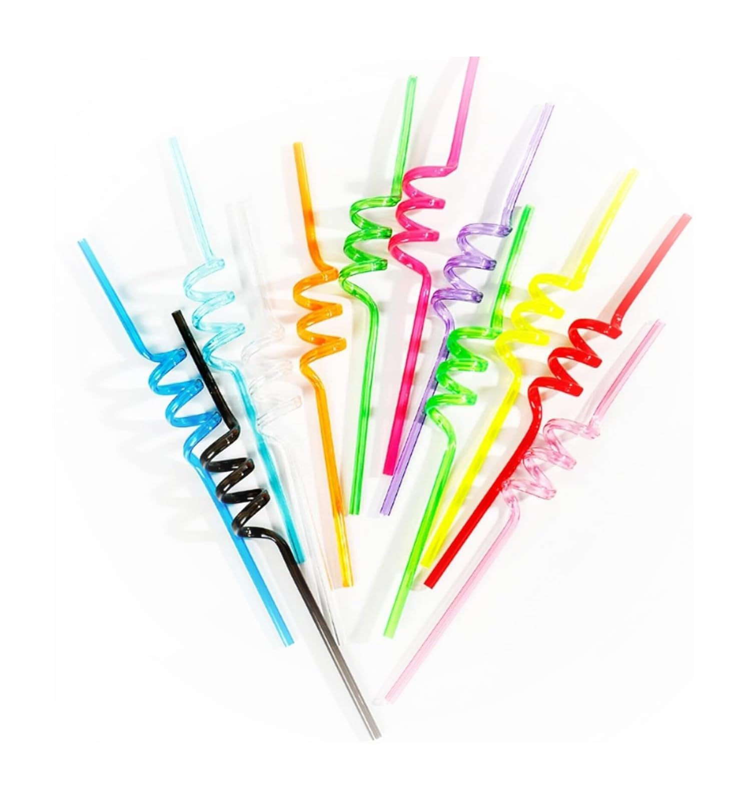 10 Pieces Curly Straws, Silly Straws, Plastic Straws Reusable - Image 3